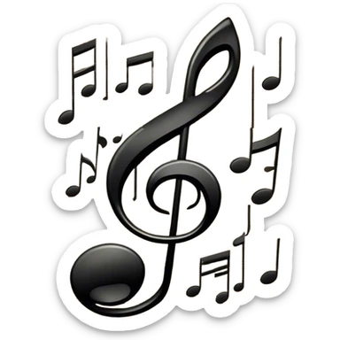 Cinematic Realistic Music Notes, crisp black ink on vintage sheet music, slightly curled edges, soft candlelight casting subtle shadows, glowing with an artistic and nostalgic charm. sticker