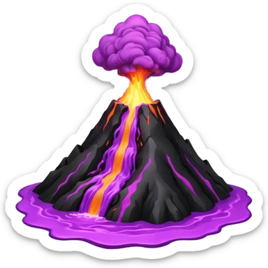 A volcano errupting only with a pure purple lava sticker