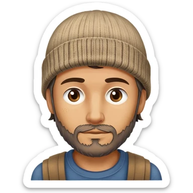 rugged survivor face with a beanie and stubble sticker