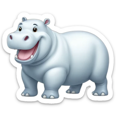 white happy hippopotamus sticker