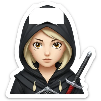 asasin woman with hood and sword sticker