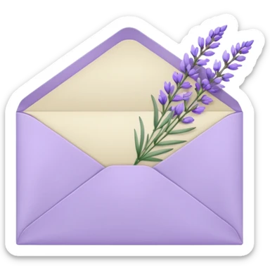 Pastel light whitish purple envelope with lavender flowers inside  sticker