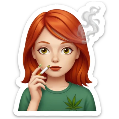 Red head girl smoking weed sticker