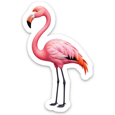 Flamingo painting a picture of a cat sticker