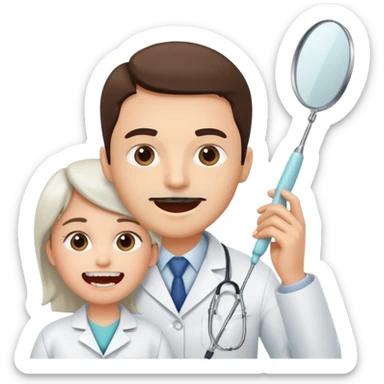 Dentist with patient teeth checkup  sticker