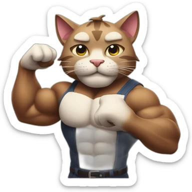 Muscular Cat flexing His biceps sticker