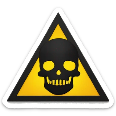 Black skull sign in the middle of a yellow triangle sticker