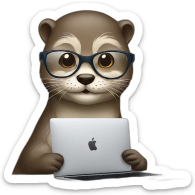 female vet otter with glasses use a macbook sticker