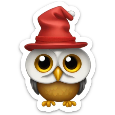 Buho con gorro de navidas sticker