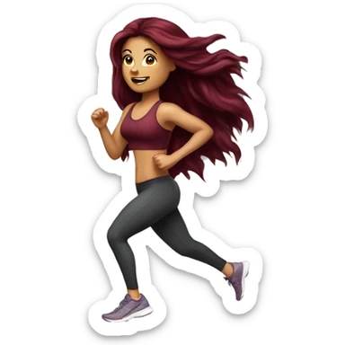 Beautiful tattooed  burgundy long haired woman jogging sticker