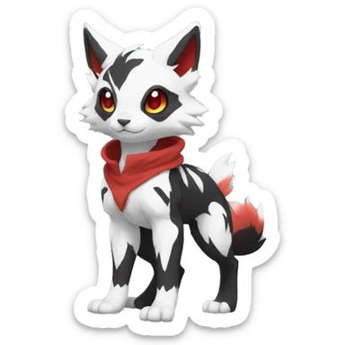 Cute cool black red white animal hybrid Fakemon full body sticker