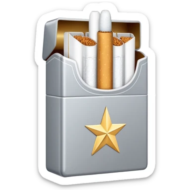 7 stars grey shining cigaret pack with a few little white cigaret inside sticker
