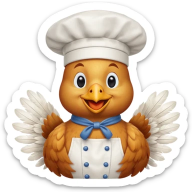 Gallina con ropa de chef con una cara de aprovacion sticker