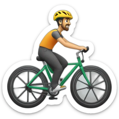 Persona mayor con boina pedaleando en bicicleta con cara de cansado y haciendo esfuerzo sticker