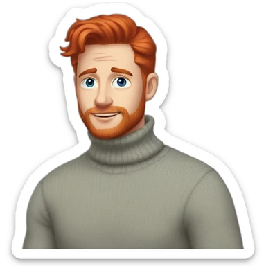 Perfect man blue eyes turtleneck sweater red hair sticker
