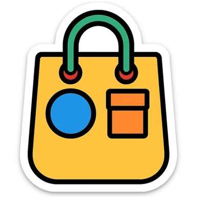 colored icon of a shopping bag representing goods sticker
