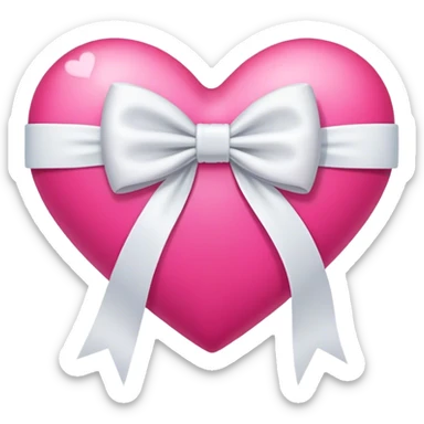 hot pink heart with a white bow sticker