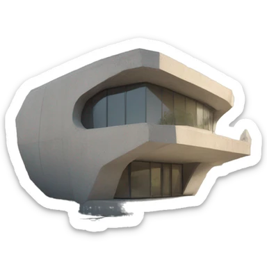 a futuristic house made from concrete sticker