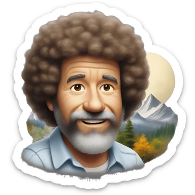 bob ross with paintin sticker