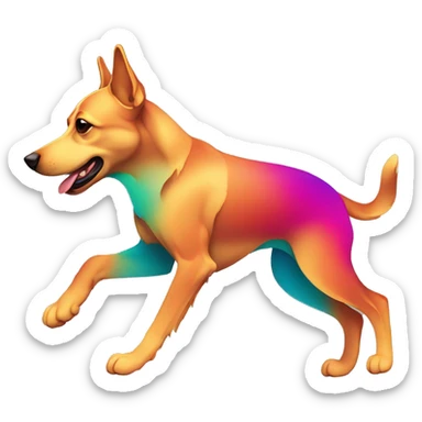 Vector art of a dog running made of vector multicoloured gradient shapes abstract shapes vector art sticker
