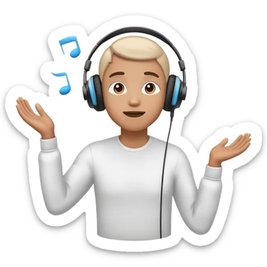 Persona coñ cascos de escuchar música flotando yendo al cielo  sticker