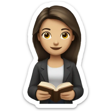 A fair-skinned brunette is reading a book. sticker