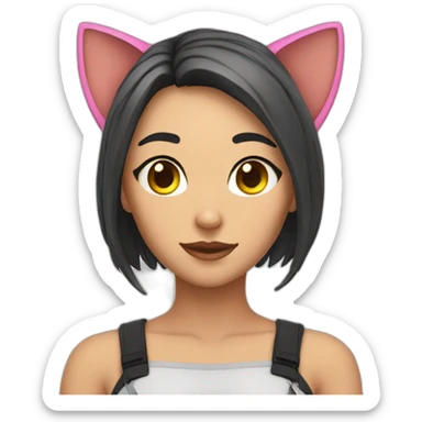Cosplay girl with cat ears sticker