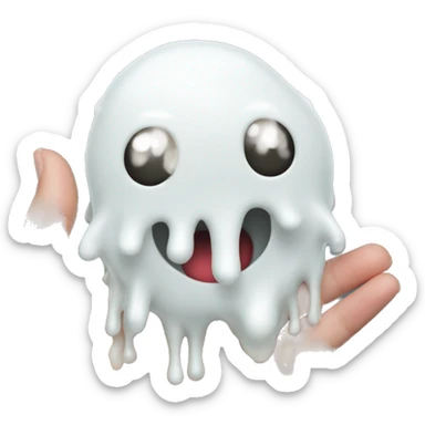 faceless gooey white slime on hand sticker