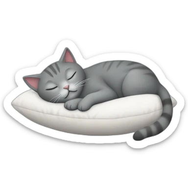 Grey cat sleeping on a pillow sticker