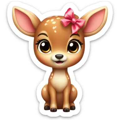 Cute baby deer with bow sticker