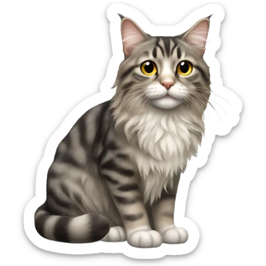Domestic long hair tabby cat sticker