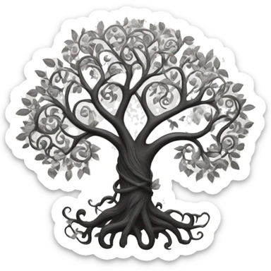 Black and white Viking style tree of Life  sticker