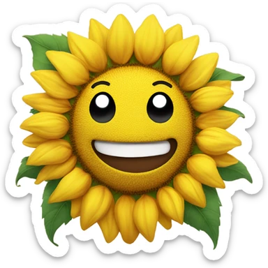 Sunflower with smile and hearts as eyes sticker