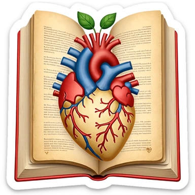 anatomy book with a flourish heart sticker