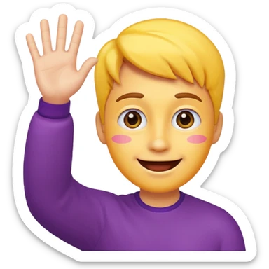 Andy as a playful emoji character, waving hand, bright colors, cartoonish features sticker
