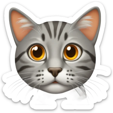 gray tabby cat with orange spot on the head sticker