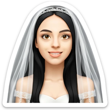 Woman with long black hair and wedding veil sticker