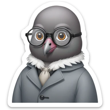 Pigeon with glasses and coat looking like a spy sticker
