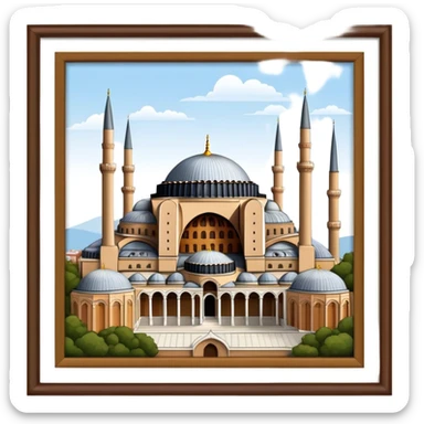 Cinematic Realistic Hagia Sophia Landmark Emoji, depicted with the majestic historic architecture rendered with intricate detail and dramatic, timeless lighting. sticker