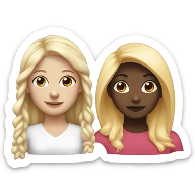 Black girl and blonde white girl sticker