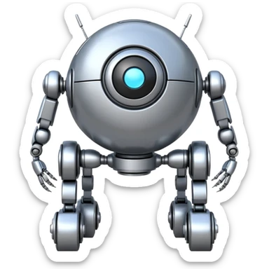 symmetrical 4 legged robot. center sphere with 4 evenly spaced legs. 1 leg extends from each side at sphere's equator sticker