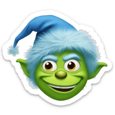Blue grinch with a smirk sticker