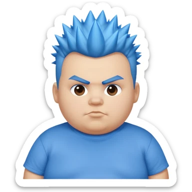 fat kid blue mohawk spiky hair sticker