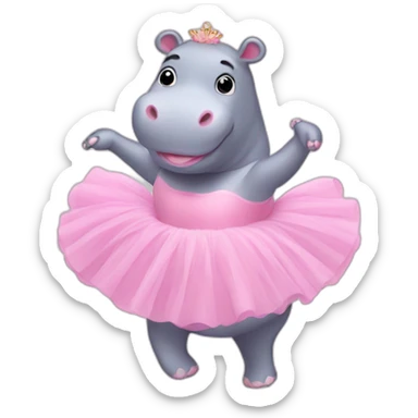 ballerina hippo sticker