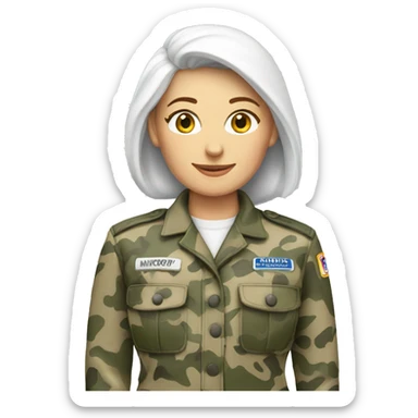White milktary woman camo uniform sticker