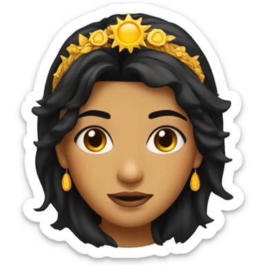 Sun goddess with black hair sticker