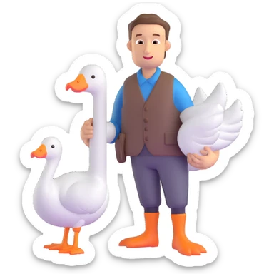 man with goose sticker