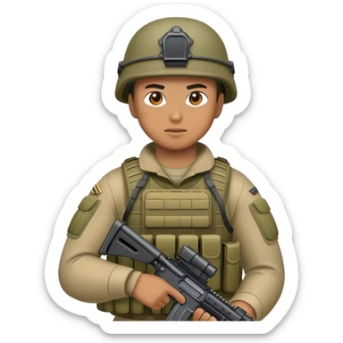 military soldier in combat gear, Arma Reforger style sticker