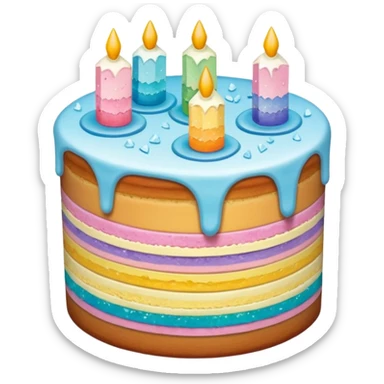 Three layer cake adorned with overflowing raw pastel crystals  sticker