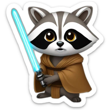 Raccoon as jedi sticker